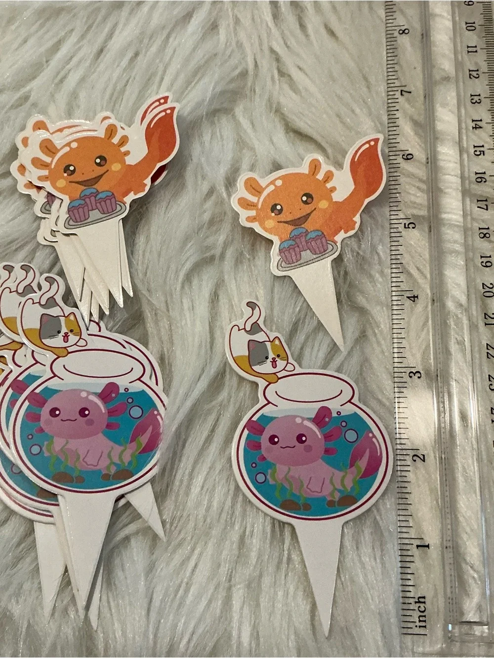 Cute Axolotl cupcake toppers for birthday party